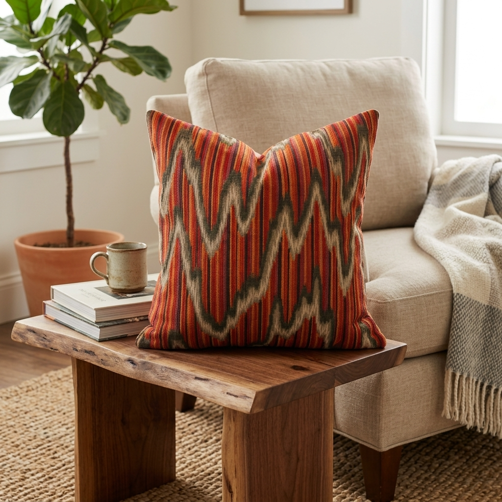 Ellipse Purple Olive and Red Handmade Luxury Pillow