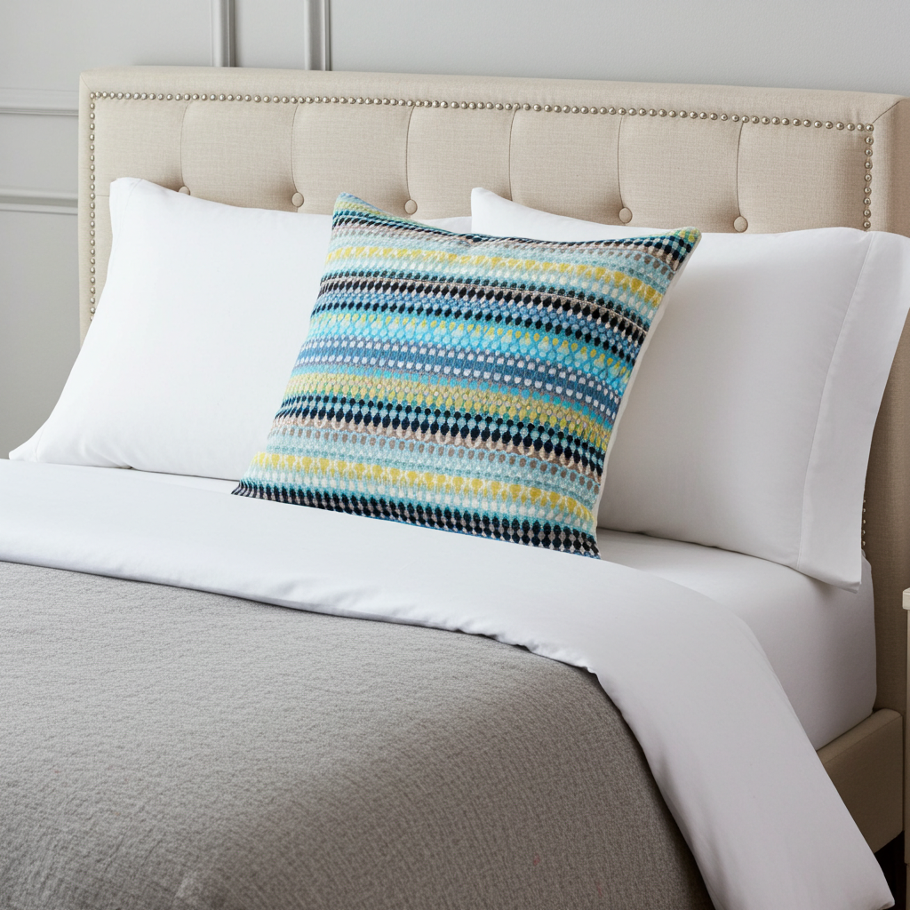 Lake Marsh Turquoise Yellow and Navy Handmade Luxury Pillow