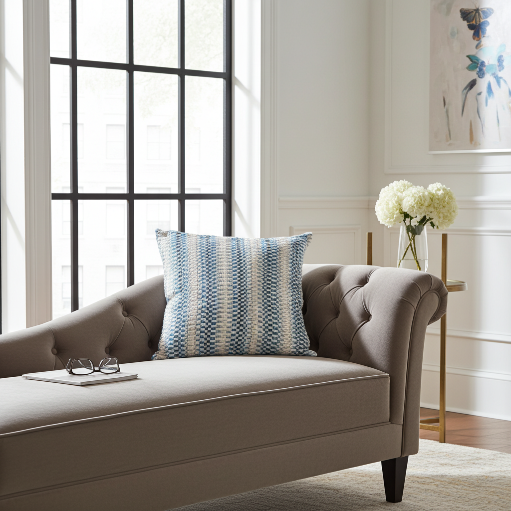 Blue Gate Gray Blue and Taupe Handmade Luxury Pillow