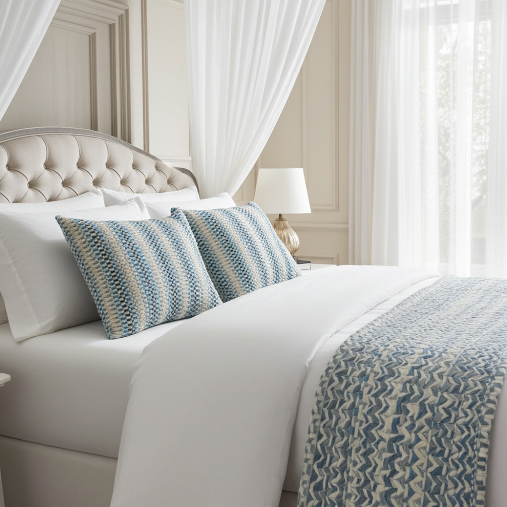 Blue Gate Gray Blue and Taupe Handmade Luxury Pillow
