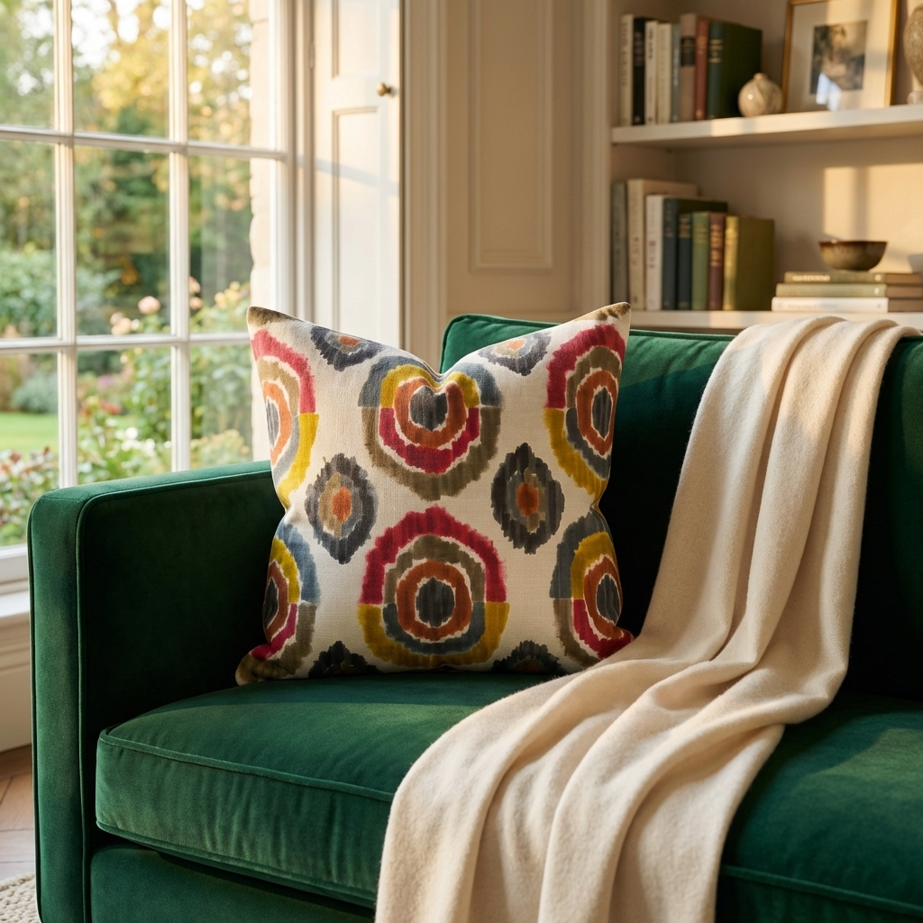 Earth Crust White Green and Red Handmade Luxury Pillow