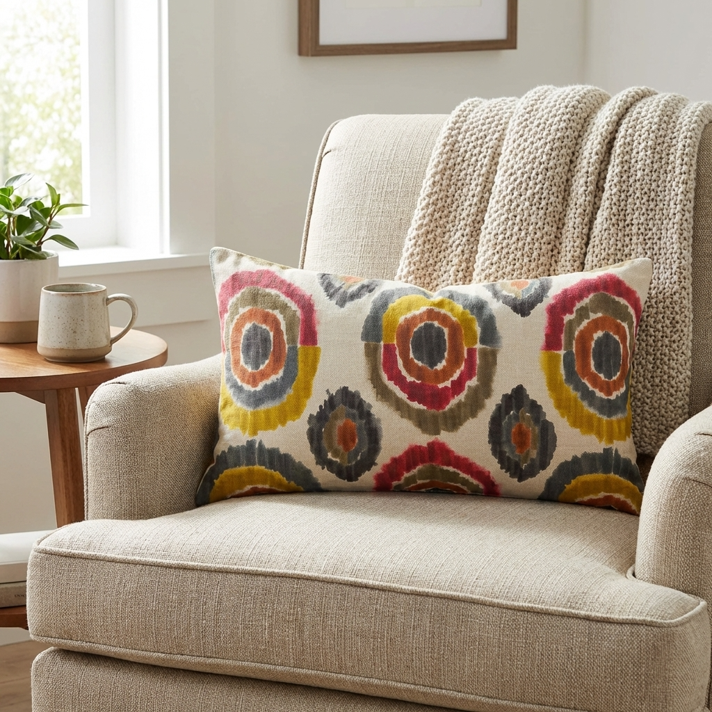 Earth Crust White Green and Red Handmade Luxury Pillow