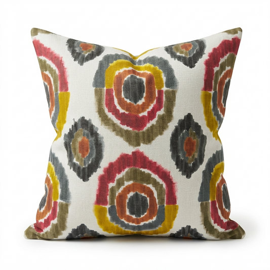Earth Crust White Green and Red Handmade Luxury Pillow