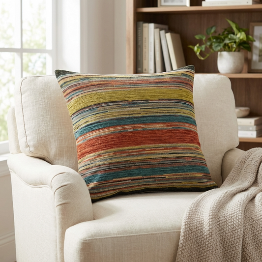 Anastasia Orange Navy and Cream Handmade Luxury Pillow