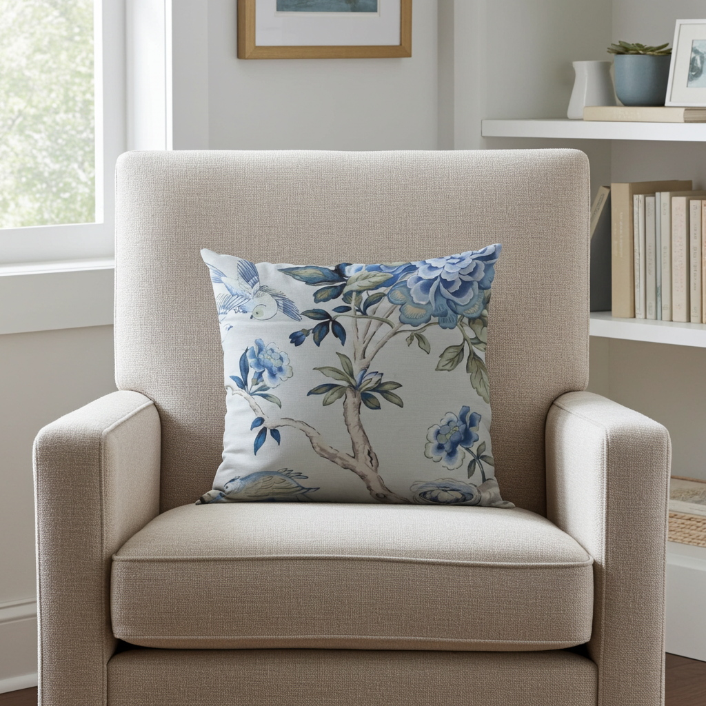 Elyssa Navy Brown and Cream Handmade Luxury Pillow