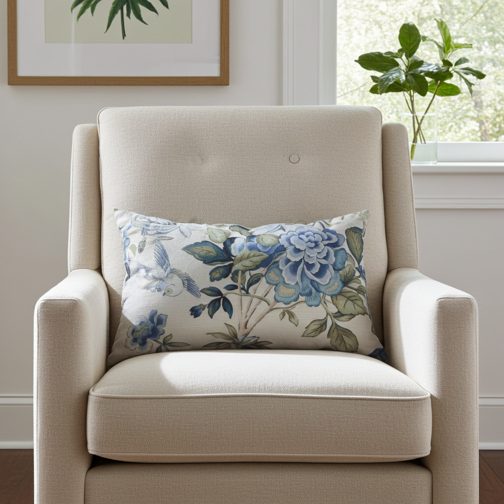 Elyssa Navy Brown and Cream Handmade Luxury Pillow
