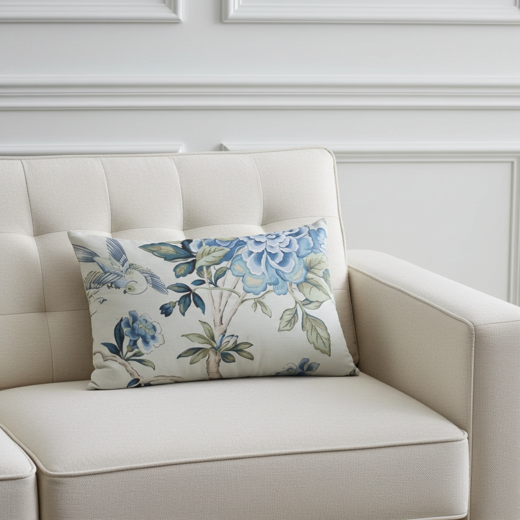 Elyssa Navy Brown and Cream Handmade Luxury Pillow