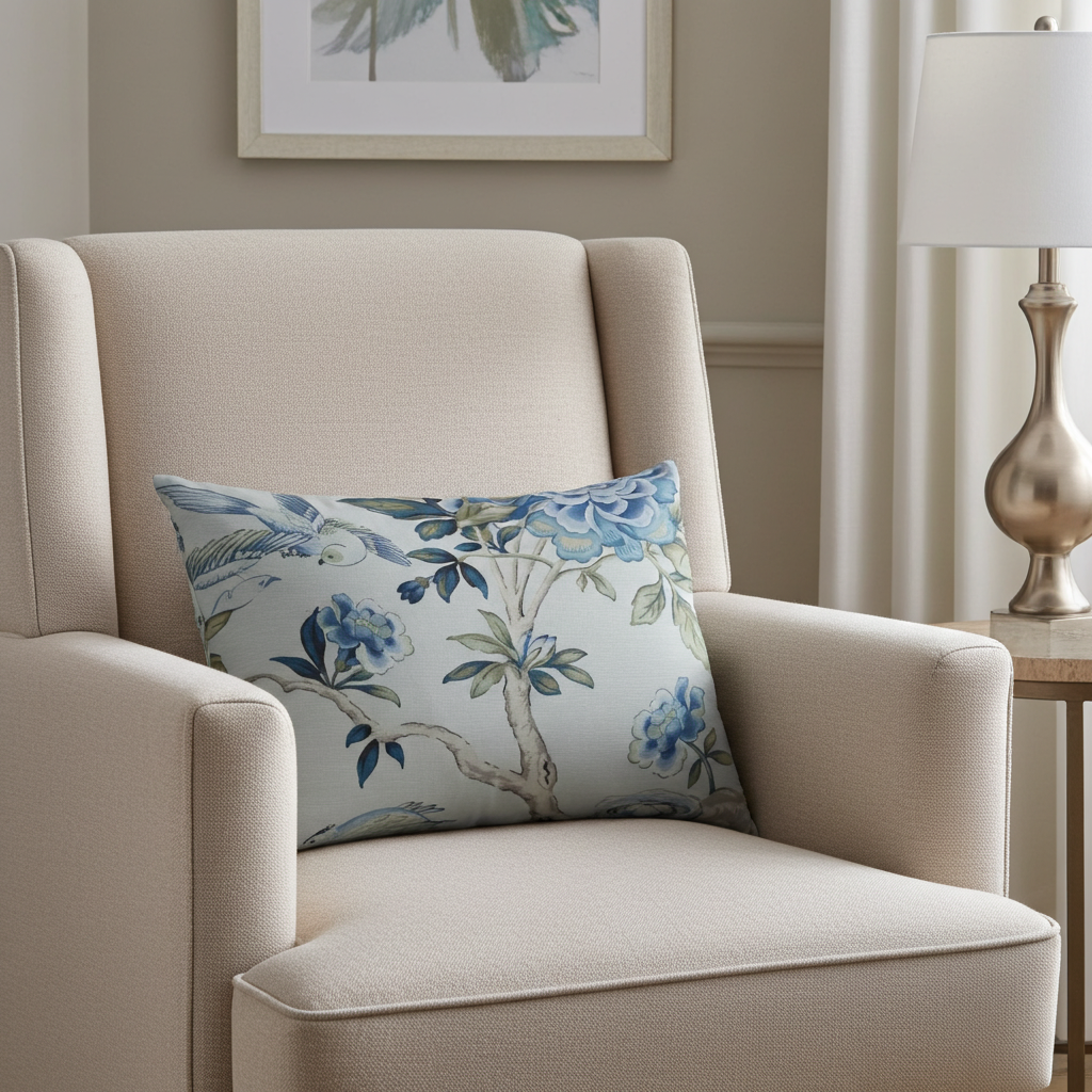 Elyssa Navy Brown and Cream Handmade Luxury Pillow