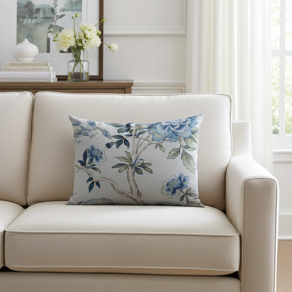 Elyssa Navy Brown and Cream Handmade Luxury Pillow