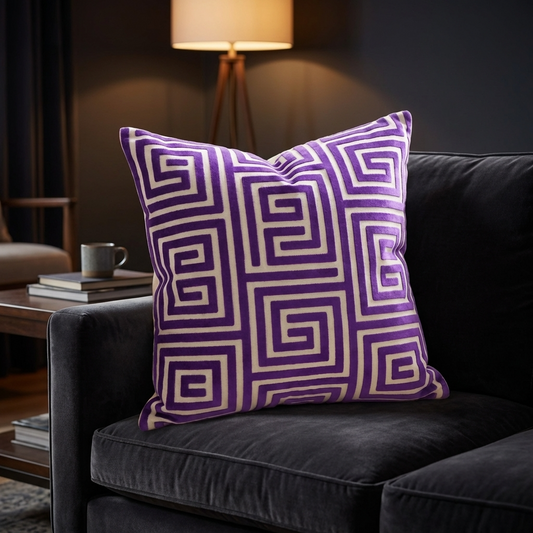 Velvet Maze Runner Fuchsia Handmade Luxury Pillow