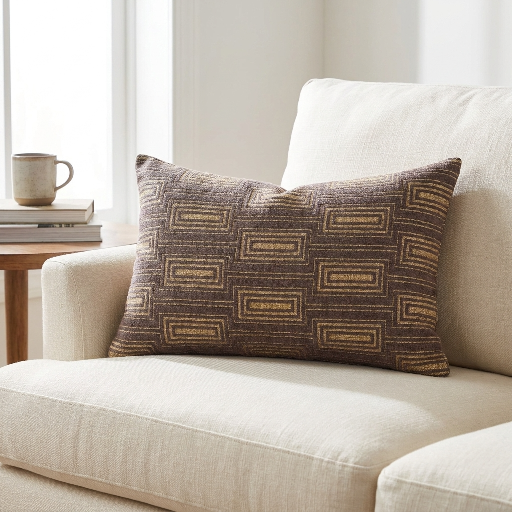 Argyle Square Espresso Handmade Luxury Pillow