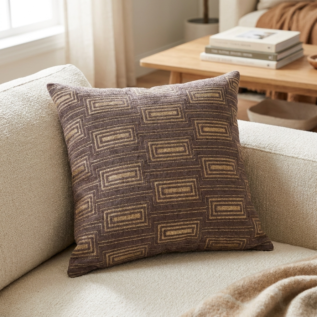 Argyle Square Espresso Handmade Luxury Pillow