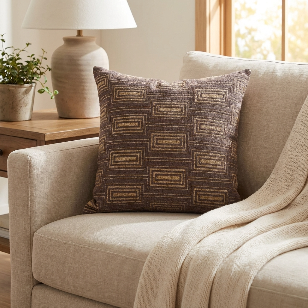 Argyle Square Espresso Handmade Luxury Pillow