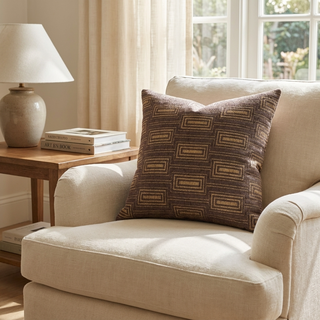Argyle Square Espresso Handmade Luxury Pillow