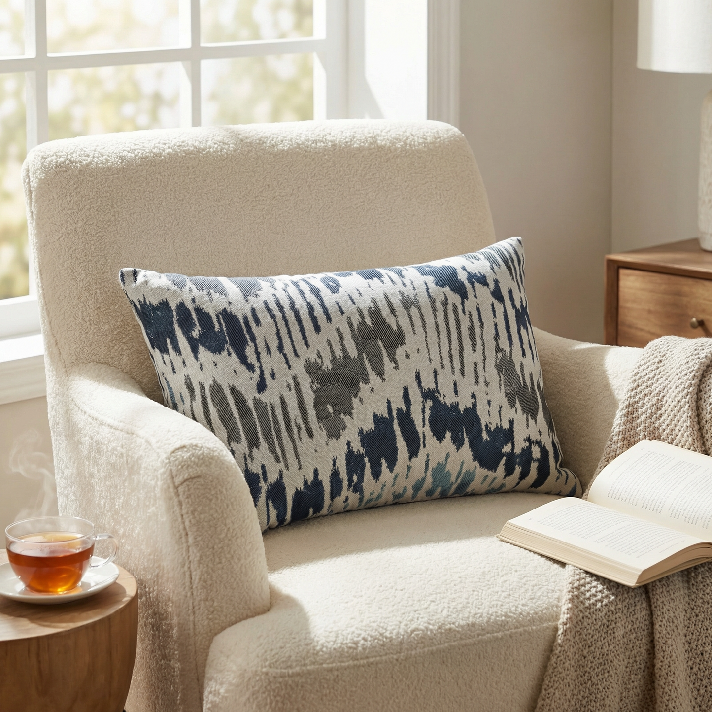 Tierra Monte Plaid Navy Blue and Gray Handmade Luxury Pillow
