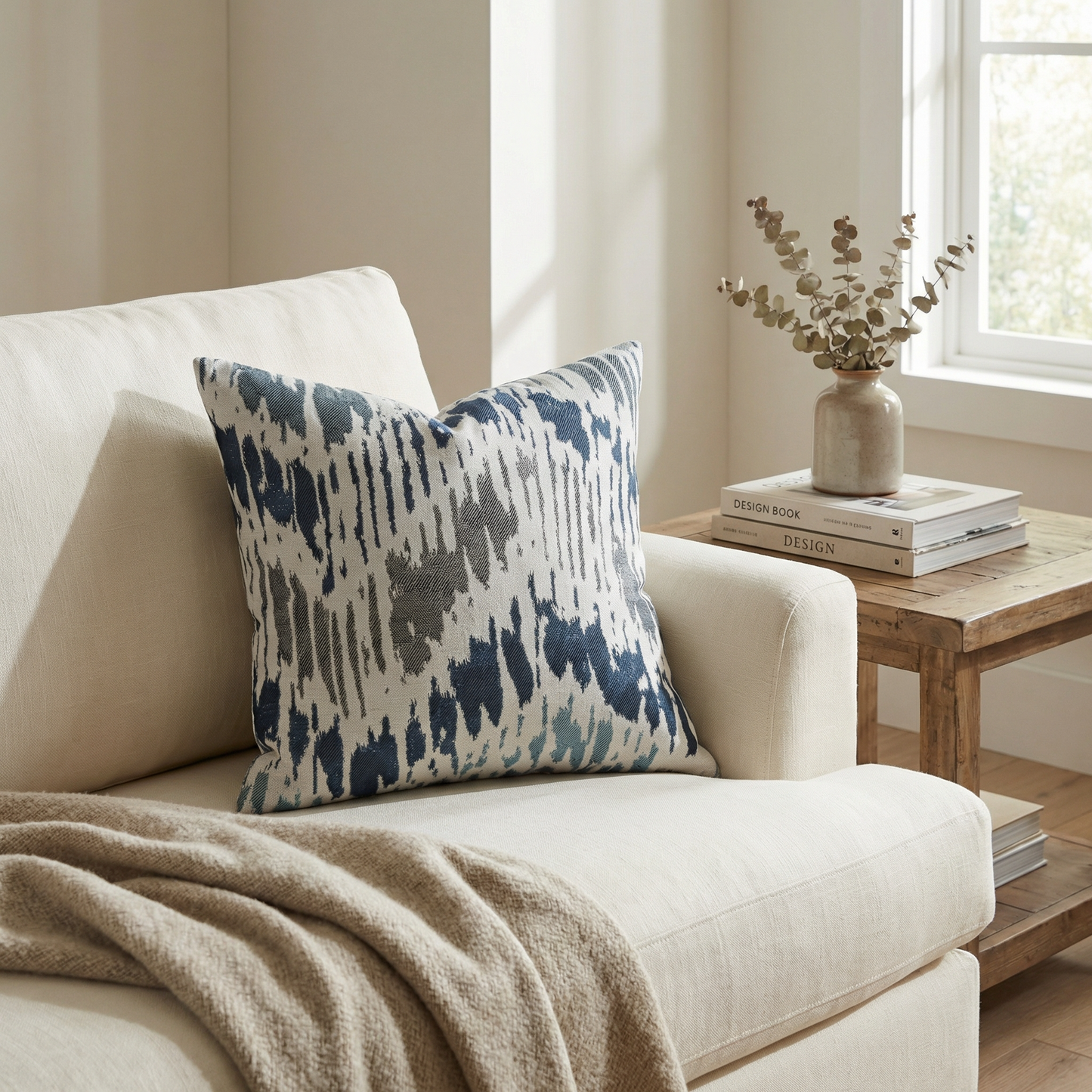 Tierra Monte Plaid Navy Blue and Gray Handmade Luxury Pillow