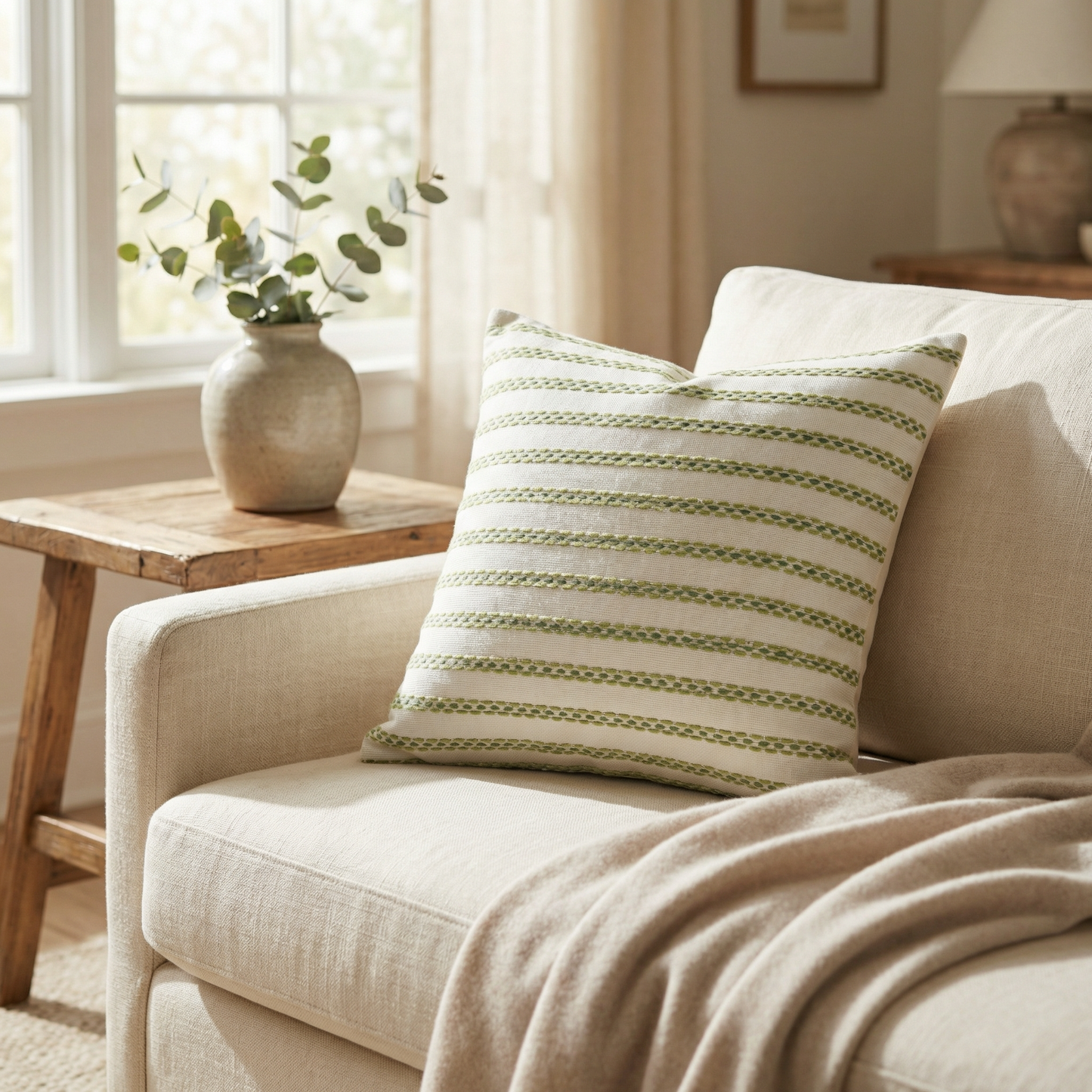 Swan Creek Cream and Gold Handmade Luxury Pillow