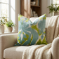 Velvet Pine Cliff Blue Citrine and Cream Handmade Luxury Pillow