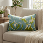 Velvet Pine Cliff Blue Citrine and Cream Handmade Luxury Pillow