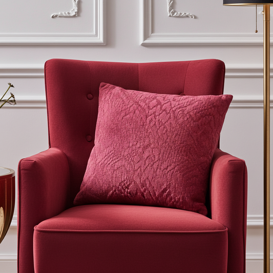 Velvet Grayce Fuchsia Coral and Cream Handmade Luxury Pillow