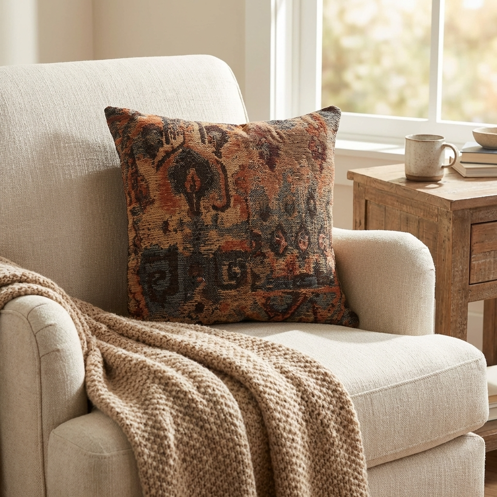 Sonoma Canyon Magenta Coral and Blue Handmade Luxury Pillow