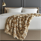 Brandy Gold and White Faux Fox Handmade Luxury Throw
