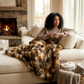 Brandy Gold and White Faux Fox Handmade Luxury Throw