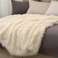 Off-White Mongolian Faux Fur Luxury Throw