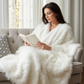 Off-White Mongolian Faux Fur Luxury Throw