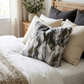 Plutus Ivory,Gray Ivory Rabbit Fur Animal Faux Fur Luxury Throw Pillow