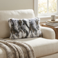 Plutus Ivory,Gray Ivory Rabbit Fur Animal Faux Fur Luxury Throw Pillow