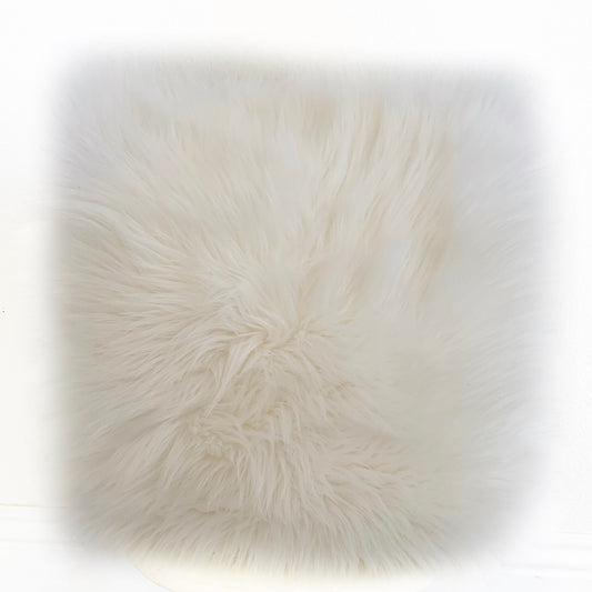 Plutus Off White Mongolian Fur Off White Animal Faux Fur Luxury Throw Pillow