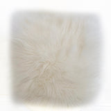 Plutus Off White Mongolian Fur Off White Animal Faux Fur Luxury Throw Pillow