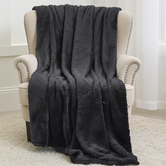 Black Mink Faux Fur Luxury Throw