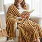 Beige Tissavel Mink Faux Fur Handmade Luxury Throw