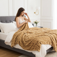 Beige Tissavel Mink Faux Fur Handmade Luxury Throw