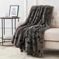 Gunmetal Gray Tones Tissavel Faux Fur Luxury Throw