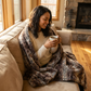 Beige and Brown Chinchilla Faux Fur Luxury Throw