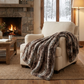 Beige and Brown Chinchilla Faux Fur Luxury Throw