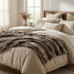 Beige and Brown Chinchilla Faux Fur Luxury Throw