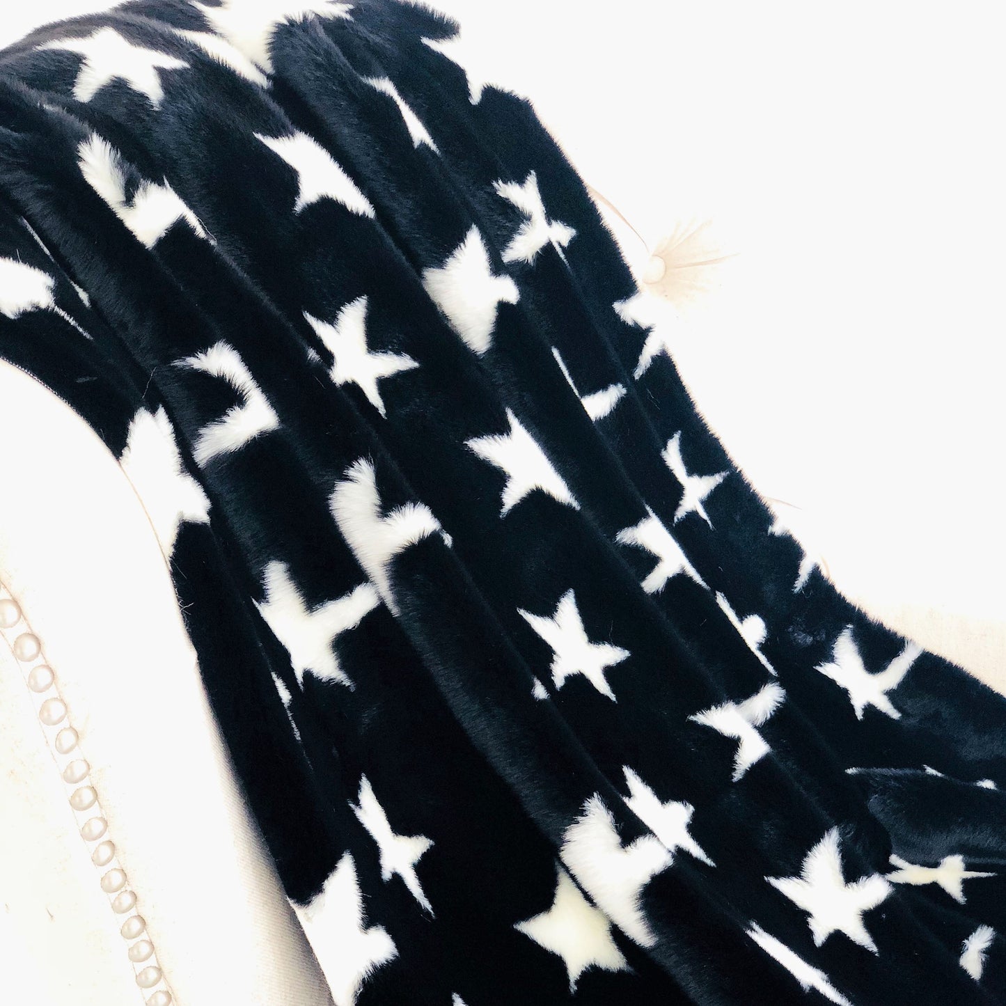 Closeout Black and White Stars Soft Handmade Luxury Throw