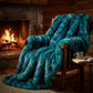 Plush Azure Jean Handmade Luxury Faux Fur Throw