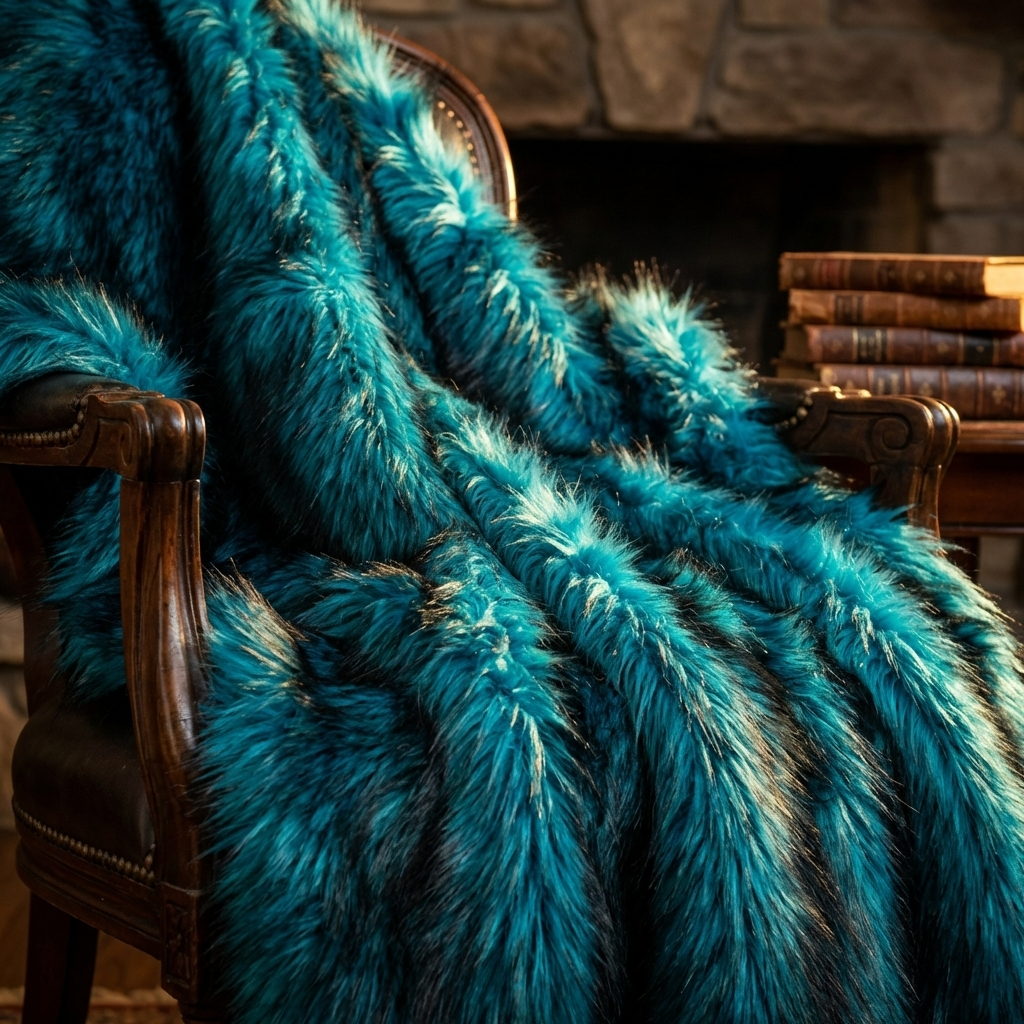 Plush Azure Jean Handmade Luxury Faux Fur Throw