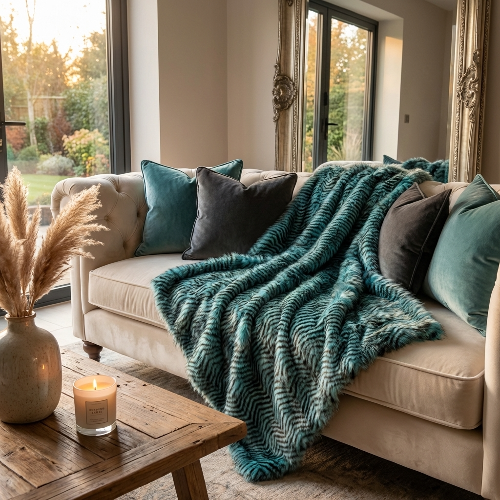 Plush ChiChi Feather Handmade Luxury Faux Fur Throw