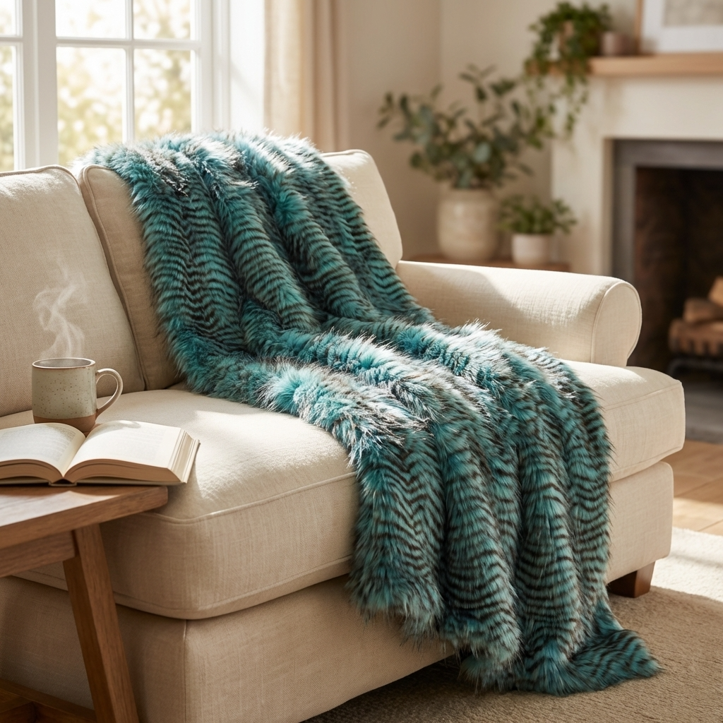 Plush ChiChi Feather Handmade Luxury Faux Fur Throw