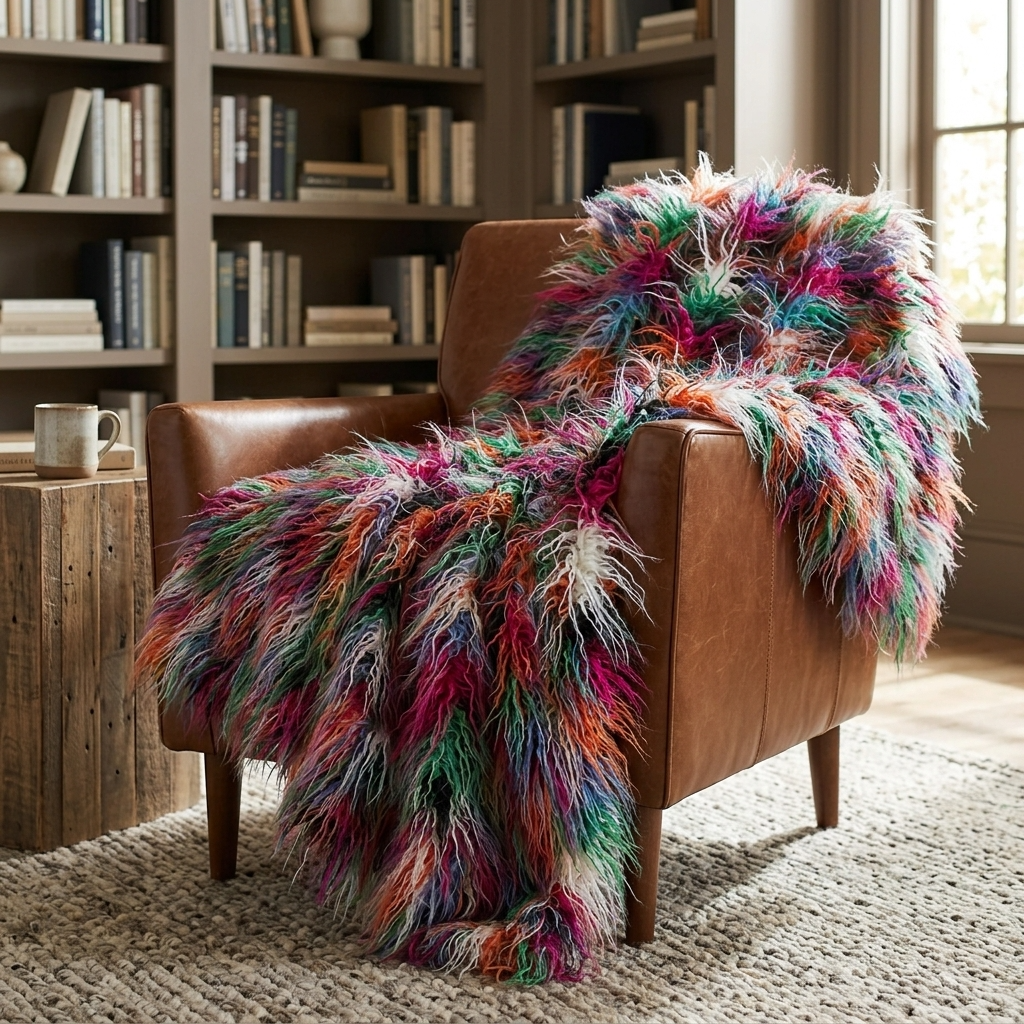 Fanciful Boho Plush Handmade Luxury Faux Fur Throw