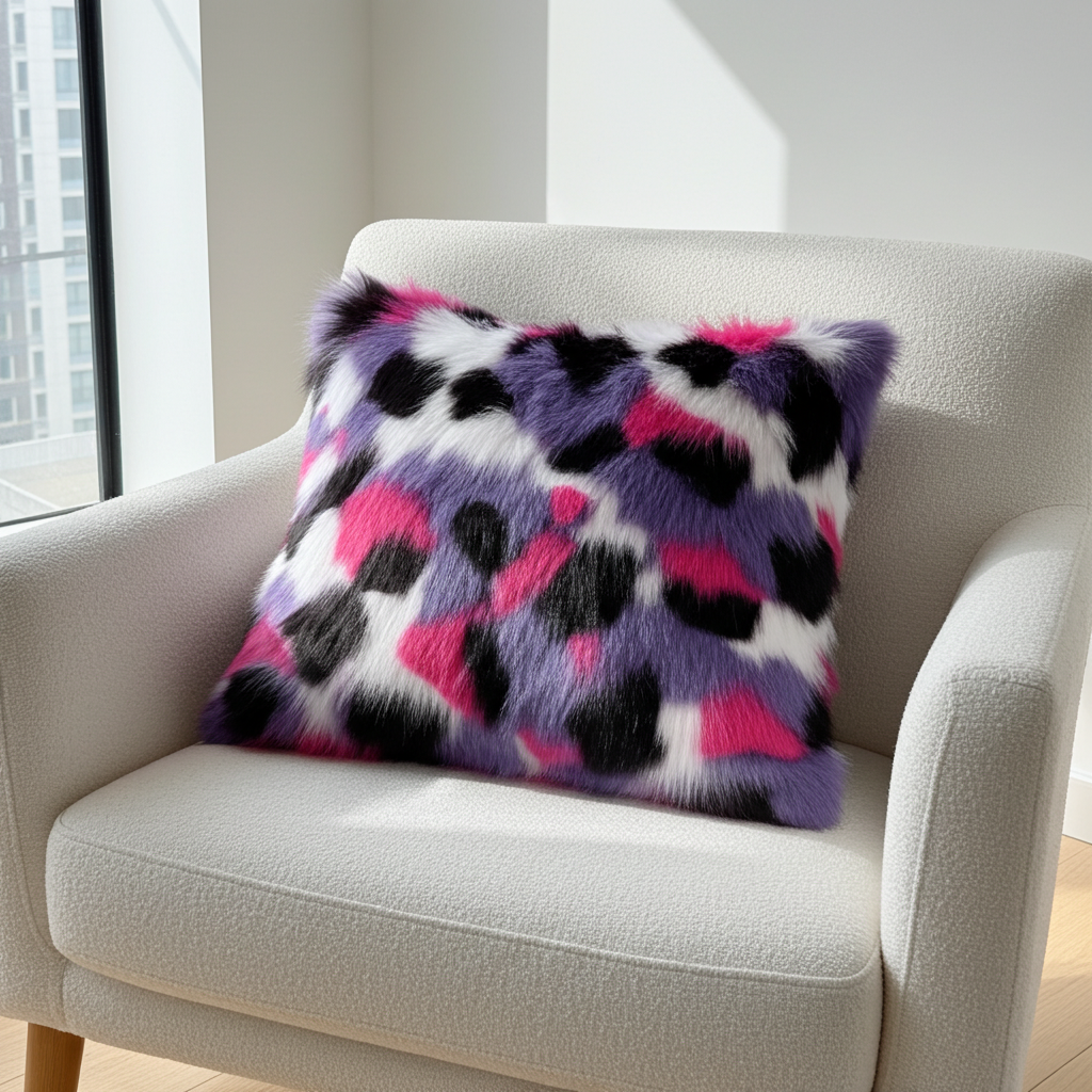 Plutus Purple Pink Fureal Animal Faux Fur Luxury Throw Pillow
