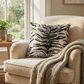 Plutus Black and White Zebra Animal Faux Fur Luxury Throw Pillow