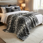 Plutus Black and White Zebra Faux Fur Luxury Throw Blanket