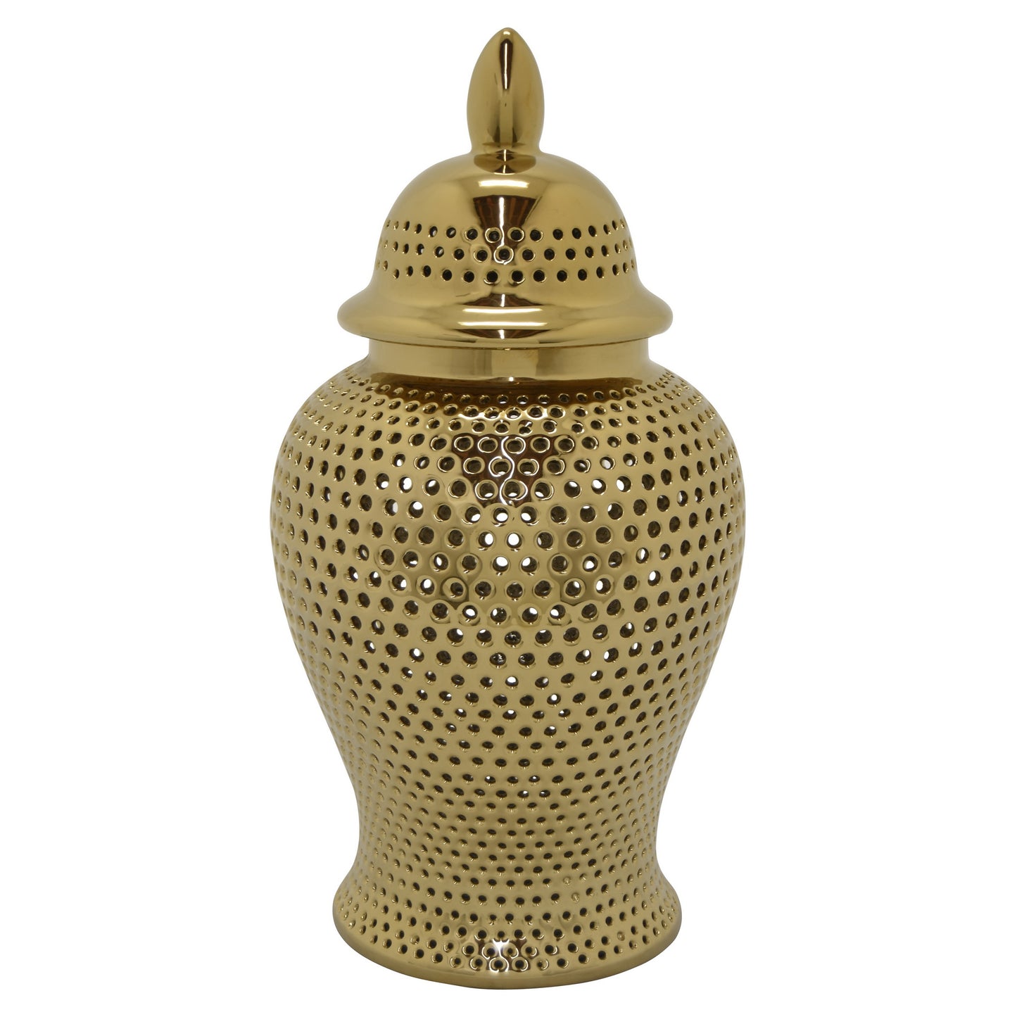 Plutus Brands Ceramic Jar, Gold Porcelain